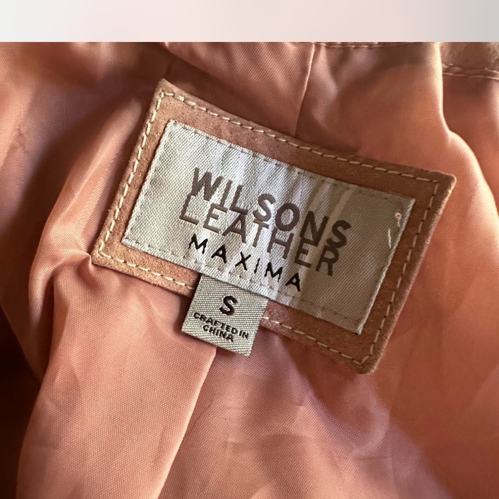 Women's Pink Genuine Leather Suede Jacket - Picture 5 of 7